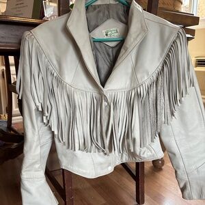 Cream colored vintage leather jacket